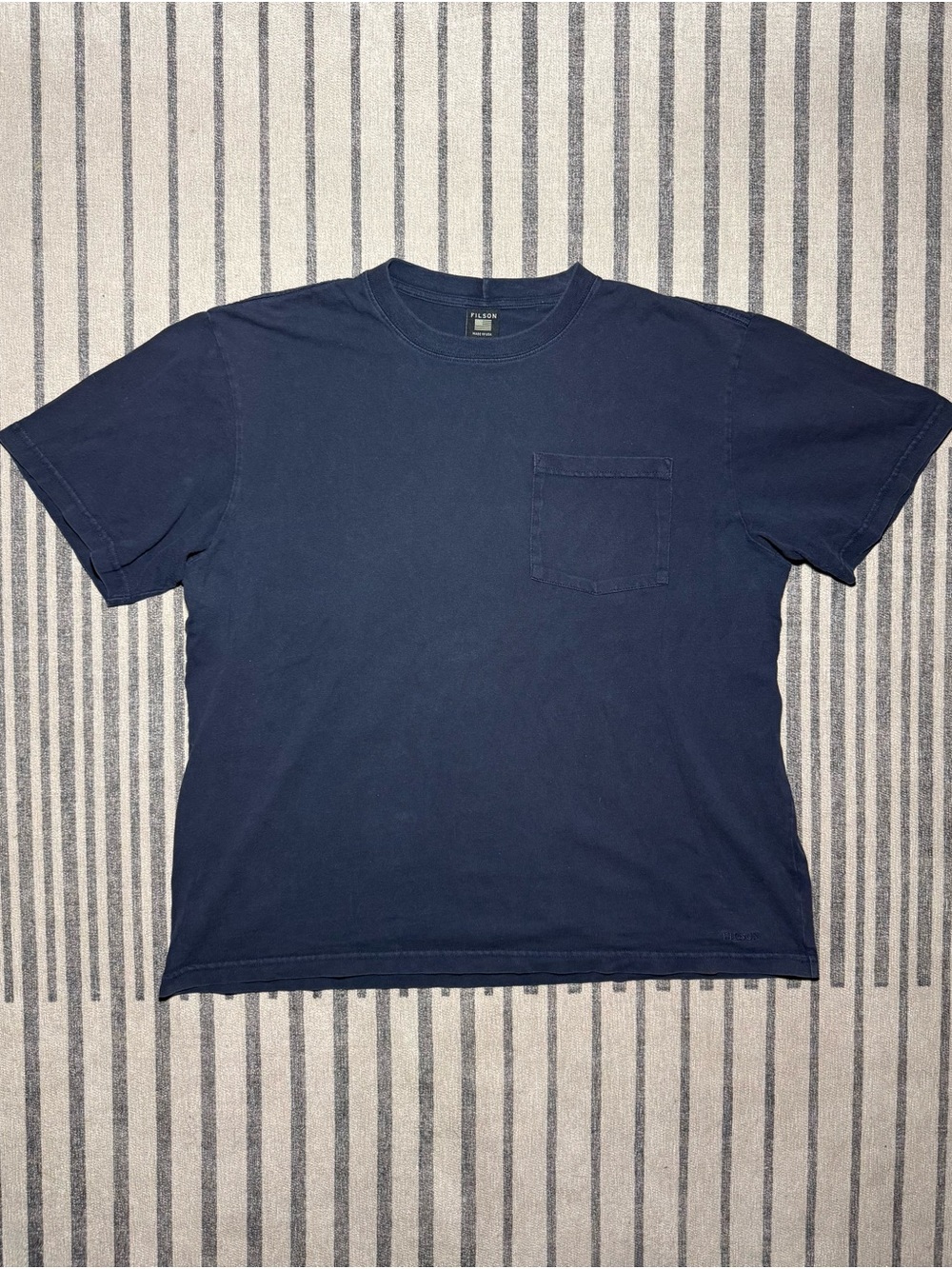 Vintage Filson Navy Pocket T-Shirt Made in USA Heavyweight Cotton Tee